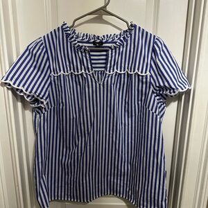 Talbots Blue and White Blouse Size XL